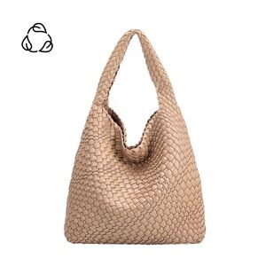 Chic Tan Woven Hobo Bag